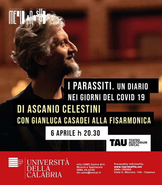 Monologo di Ascanio Celestini al teatro auditorium unical per la rassegna Meridiano sud